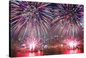 NEW YORK CITY - JUL 4: New York City Manhattan Independence Day Firework Show in Hudson River as An-Songquan Deng-Stretched Canvas