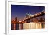 New York City Manhattan Bridge over Hudson River with Skyline after Sunset Night View Illuminated W-Songquan Deng-Framed Photographic Print