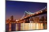 New York City Manhattan Bridge over Hudson River with Skyline after Sunset Night View Illuminated W-Songquan Deng-Mounted Photographic Print