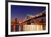 New York City Manhattan Bridge over Hudson River with Skyline after Sunset Night View Illuminated W-Songquan Deng-Framed Photographic Print