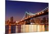 New York City Manhattan Bridge over Hudson River with Skyline after Sunset Night View Illuminated W-Songquan Deng-Mounted Photographic Print