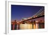 New York City Manhattan Bridge over Hudson River with Skyline after Sunset Night View Illuminated W-Songquan Deng-Framed Photographic Print