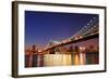 New York City Manhattan Bridge over Hudson River with Skyline after Sunset Night View Illuminated W-Songquan Deng-Framed Photographic Print