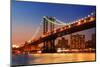 New York City Manhattan Bridge over Hudson River with Skyline after Sunset Night View Illuminated W-Songquan Deng-Mounted Photographic Print