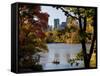 New York City, Manhattan, Central Park and the Grand Buildings across the Lake in Autumn, USA-Gavin Hellier-Framed Stretched Canvas