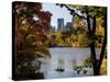 New York City, Manhattan, Central Park and the Grand Buildings across the Lake in Autumn, USA-Gavin Hellier-Stretched Canvas