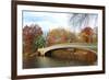 New York City Manhattan Central Park Panorama at Autumn with Skyscrapers, Foliage, Lake and Bow Bri-Songquan Deng-Framed Photographic Print