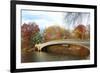 New York City Manhattan Central Park Panorama at Autumn with Skyscrapers, Foliage, Lake and Bow Bri-Songquan Deng-Framed Photographic Print