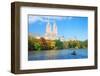 New York City Manhattan Central Park Panorama in Autumn Lake with Skyscrapers and Colorful Trees Ov-Songquan Deng-Framed Photographic Print