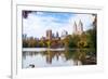 New York City Manhattan Central Park Panorama in Autumn Lake with Skyscrapers and Colorful Trees Wi-Songquan Deng-Framed Photographic Print