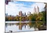 New York City Manhattan Central Park Panorama in Autumn Lake with Skyscrapers and Colorful Trees Wi-Songquan Deng-Mounted Photographic Print