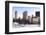 New York City Manhattan Central Park Panorama in Winter with Snow, Freezing Lake and Skyscrapers At-Songquan Deng-Framed Photographic Print