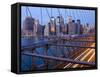 New York City, Manhattan, Downtown Financial District City Skyline Viewed from the Brooklyn Bridge -Gavin Hellier-Framed Stretched Canvas
