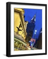 New York City, Manhattan, Grand Central Station and the Chrysler Building Illuminated at Dusk, USA-Gavin Hellier-Framed Photographic Print