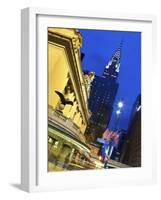 New York City, Manhattan, Grand Central Station and the Chrysler Building Illuminated at Dusk, USA-Gavin Hellier-Framed Photographic Print