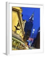 New York City, Manhattan, Grand Central Station and the Chrysler Building Illuminated at Dusk, USA-Gavin Hellier-Framed Photographic Print