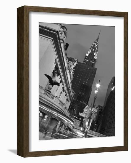 New York City, Manhattan, Grand Central Station and the Chrysler Building Illuminated at Dusk, USA-Gavin Hellier-Framed Photographic Print