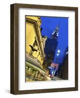 New York City, Manhattan, Grand Central Station and the Chrysler Building Illuminated at Dusk, USA-Gavin Hellier-Framed Photographic Print