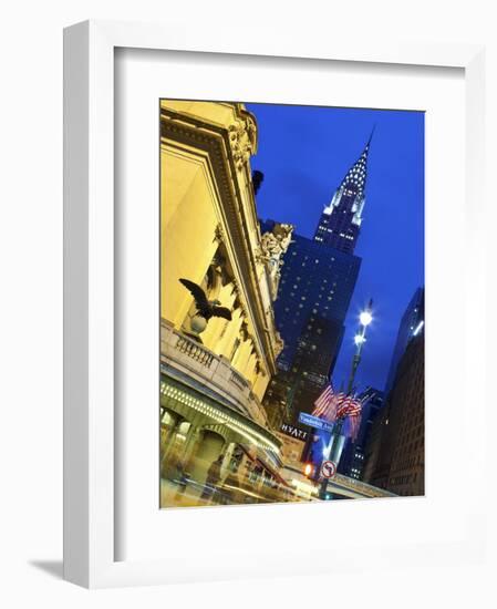 New York City, Manhattan, Grand Central Station and the Chrysler Building Illuminated at Dusk, USA-Gavin Hellier-Framed Photographic Print