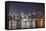 New York City Manhattan Midtown Skyline at Night with Lights Reflection over Hudson River Viewed Fr-Songquan Deng-Framed Stretched Canvas