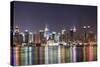 New York City Manhattan Midtown Skyline at Night with Lights Reflection over Hudson River Viewed Fr-Songquan Deng-Stretched Canvas