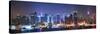 New York City Manhattan Midtown Skyline at Night with Skyscrapers Lit over Hudson River with Reflec-Songquan Deng-Stretched Canvas