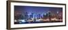 New York City Manhattan Midtown Skyline at Night with Skyscrapers Lit over Hudson River with Reflec-Songquan Deng-Framed Photographic Print