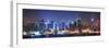 New York City Manhattan Midtown Skyline at Night with Skyscrapers Lit over Hudson River with Reflec-Songquan Deng-Framed Photographic Print