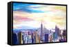 New York City Manhattan Panorama with WTC Chrysler-Markus Bleichner-Framed Stretched Canvas