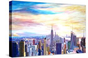 New York City Manhattan Panorama with WTC Chrysler-Markus Bleichner-Stretched Canvas