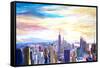 New York City Manhattan Panorama with WTC Chrysler-Markus Bleichner-Framed Stretched Canvas