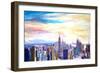 New York City Manhattan Panorama with WTC Chrysler-Markus Bleichner-Framed Premium Giclee Print