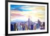 New York City Manhattan Panorama with WTC Chrysler-Markus Bleichner-Framed Art Print