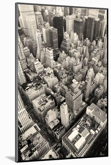 New York City Manhattan Skyline Aerial View Black and White with Skyscrapers and Street-Songquan Deng-Mounted Photographic Print