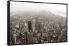 New York City Manhattan Skyline Aerial View Panorama Black And White With Skyscrapers And Street-Songquan Deng-Framed Stretched Canvas