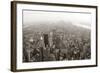 New York City Manhattan Skyline Aerial View Panorama Black And White With Skyscrapers And Street-Songquan Deng-Framed Art Print