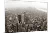 New York City Manhattan Skyline Aerial View Panorama Black And White With Skyscrapers And Street-Songquan Deng-Mounted Art Print