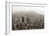 New York City Manhattan Skyline Aerial View Panorama Black And White With Skyscrapers And Street-Songquan Deng-Framed Art Print