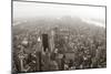 New York City Manhattan Skyline Aerial View Panorama Black And White With Skyscrapers And Street-Songquan Deng-Mounted Art Print