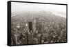 New York City Manhattan Skyline Aerial View Panorama Black And White With Skyscrapers And Street-Songquan Deng-Framed Stretched Canvas