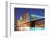 New York City Manhattan Skyline and Brooklyn Bridge at Dusk over Hudson River with Skyscrapers-Songquan Deng-Framed Photographic Print