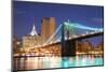 New York City Manhattan Skyline and Brooklyn Bridge at Dusk over Hudson River with Skyscrapers-Songquan Deng-Mounted Photographic Print