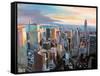 New York City - Manhattan Skyline in Warm Sunlight-Markus Bleichner-Framed Stretched Canvas