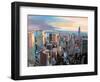 New York City - Manhattan Skyline in Warm Sunlight-Markus Bleichner-Framed Art Print