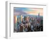 New York City - Manhattan Skyline in Warm Sunlight-Markus Bleichner-Framed Art Print