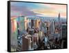 New York City - Manhattan Skyline in Warm Sunlight-Markus Bleichner-Framed Stretched Canvas