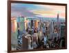 New York City - Manhattan Skyline in Warm Sunlight-Markus Bleichner-Framed Art Print