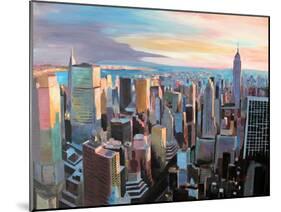 New York City - Manhattan Skyline in Warm Sunlight-Markus Bleichner-Mounted Art Print