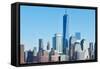 New York City Manhattan Skyline over Hudson River Viewed from New Jersey-haveseen-Framed Stretched Canvas