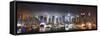 New York City Manhattan Skyline Panorama at Night over Hudson River with Refelctions Viewed from Ne-Songquan Deng-Framed Stretched Canvas